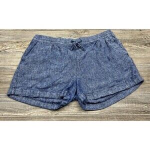 Old Navy Chambray Mid Rise Hot Linen Blend Shorts Size XL Beach Summer Nautical